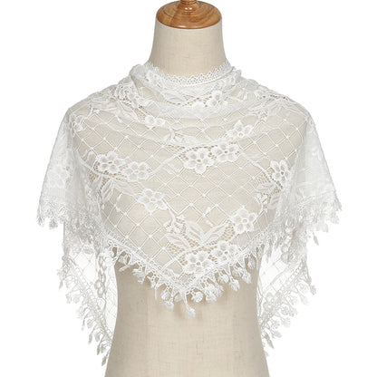 Voile mantille catholique femme en dentelle brodée – châle de prière, église et mariage