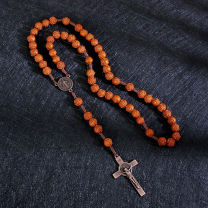 Chapelet en Perles Acryliques – Collier Croix INRI pour Hommes & Femmes | Bijou de Prière Chrétien