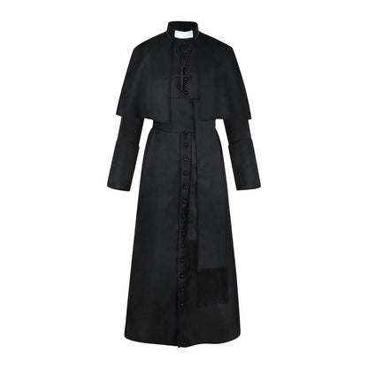 Soutane de prêtre médiévale rétro – Costume cosplay Renaissance, robe religieuse catholique pour homme