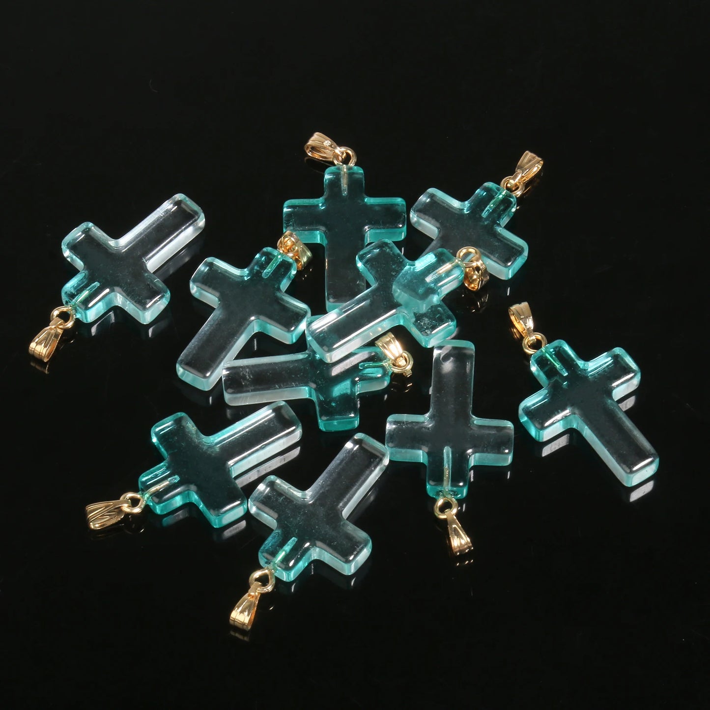 10 Pendentifs Croix en Verre Lampwork – DIY Bijoux