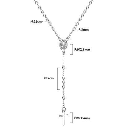 Collier Rosaire Catholique Doré en Acier Inoxydable – Pendentif Croix de Prière