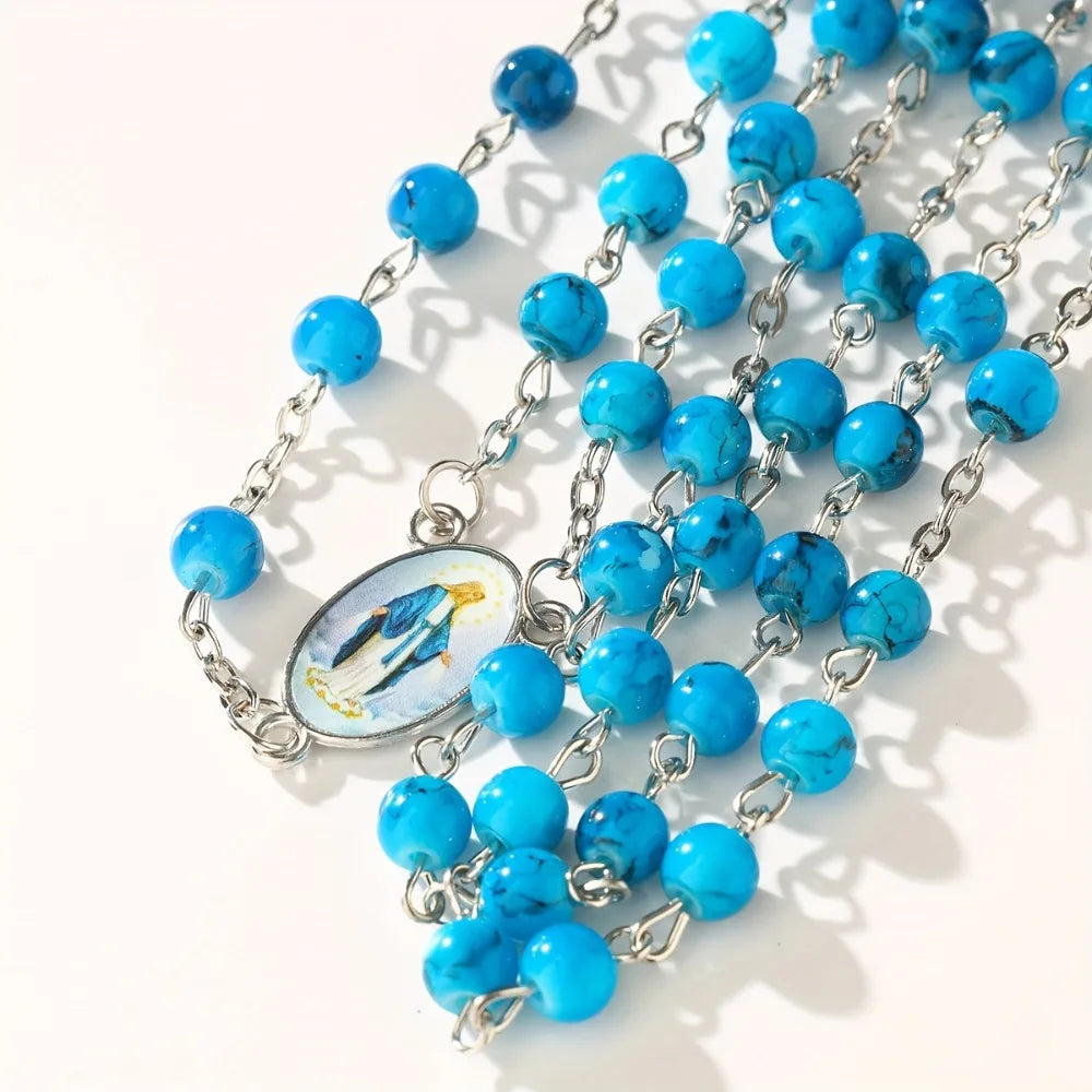 Lot de 1, 5, 10 ou 20 Chapelets Vierge Marie avec Pochette Offerte – Un Cadeau de Foi à Offrir ou à Garder Près du Cœur 💙