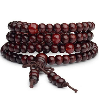 Bracelet santal naturel 108 perles – méditation et prière bouddhiste
