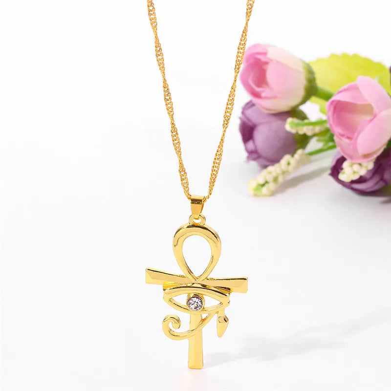 Collier Œil d’Horus & Ankh – Pendentif Égyptien Symbolique Unisexe