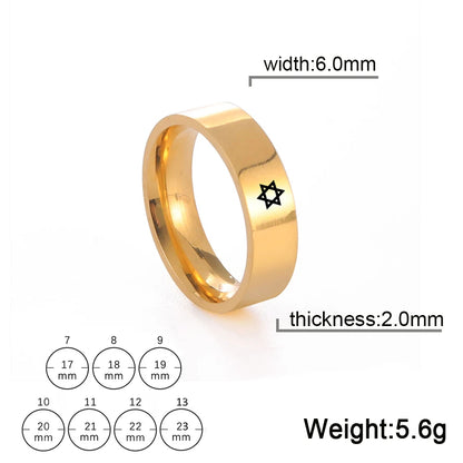 Bague étoile de David à six branches en acier inoxydable – bijou religieux unisexe
