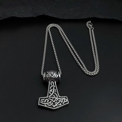 Thorhammer Mjölnir Halskette aus 316L Edelstahl – Runen