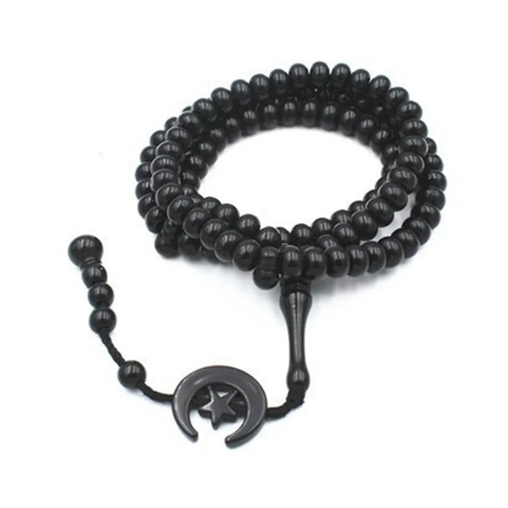 Chapelet musulman Ramadan 99 perles avec lune et étoile – tasbih islamique pour prière et dhikr