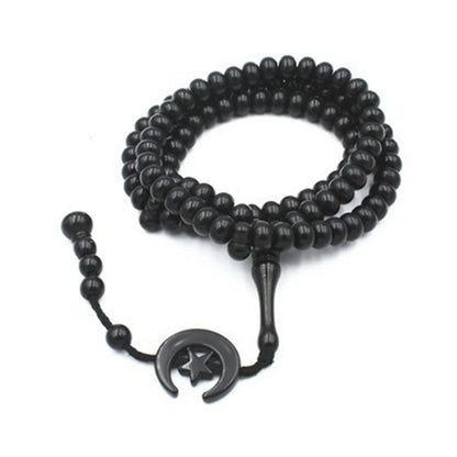 Chapelet musulman Ramadan 99 perles avec lune et étoile – tasbih islamique pour prière et dhikr