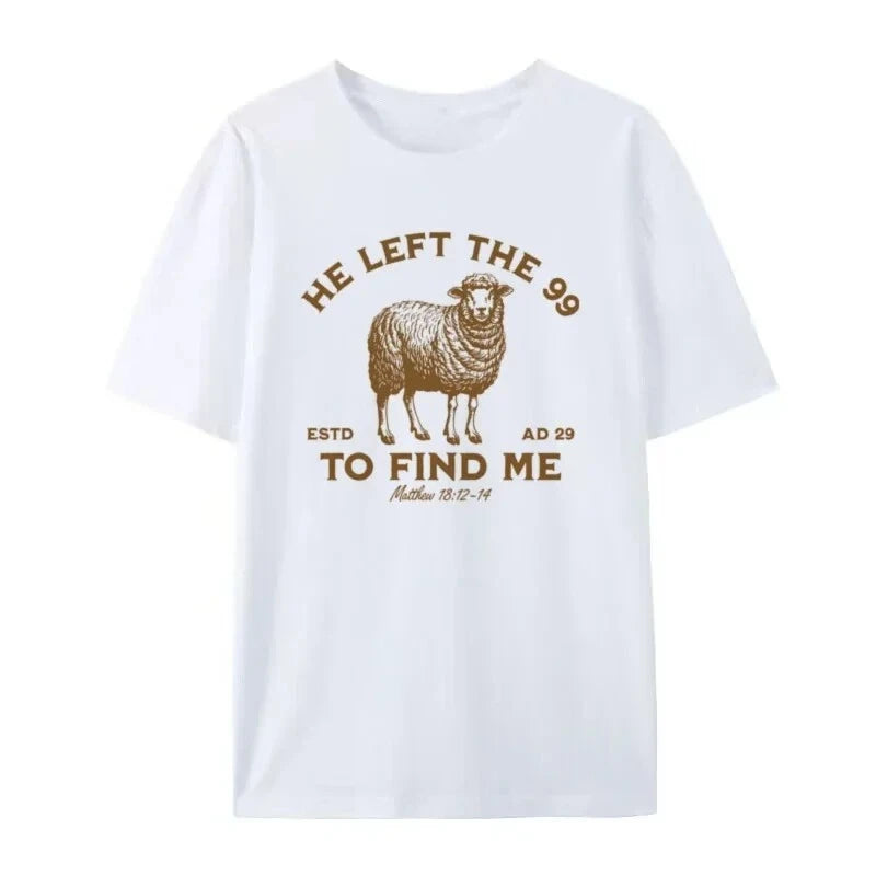 T-shirt chrétien vintage femme “Il a laissé les 99” – verset biblique inspirant