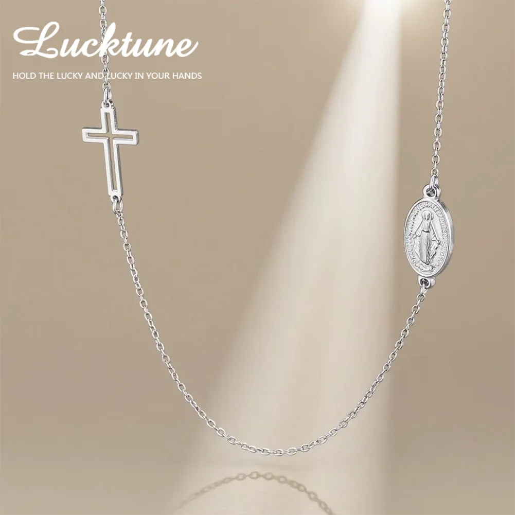Collier Vierge Marie Notre-Dame en acier inoxydable – amulette religieuse pour femme