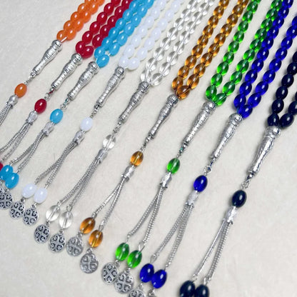 Tasbih Musulman 33 Perles en Verre – Chapelet de Prière Unisexe