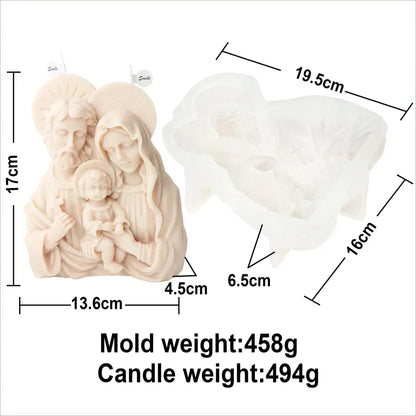 Moule Silicone Bougie Vierge Marie – Cylindre Relief Prière – Résine, Cire & Plâtre