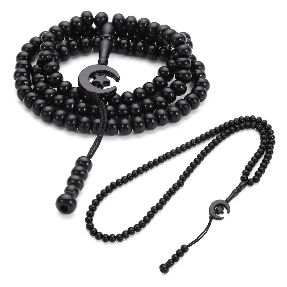 Lot de 2 Chapelets Musulmans 99 Perles – Tasbih Allah Muhammad Gravé pour Prière et Protection Spirituelle