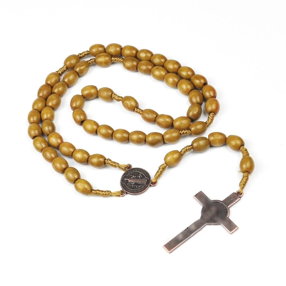 Religious wooden hanging ornament with crucifix – spiritual decoration