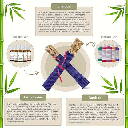 110 bâtons d’encens parfumés Himalaya – lavande, rose, sauge blanche, agarwood et santal