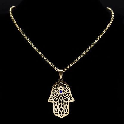 Collar mano de Fatma en acero inoxidable – colgante islámico unisex