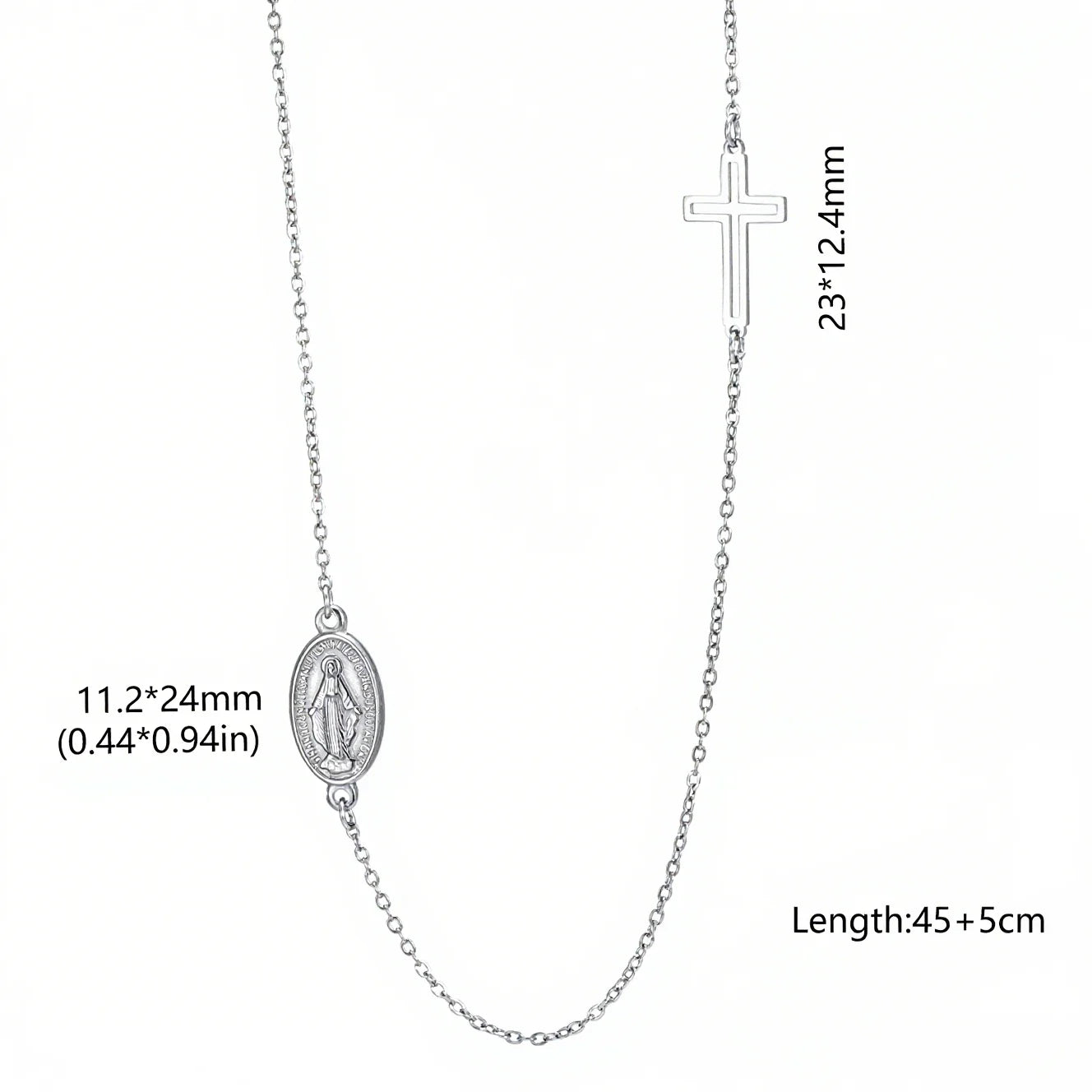 Collier Vierge Marie Notre-Dame en acier inoxydable – amulette religieuse pour femme