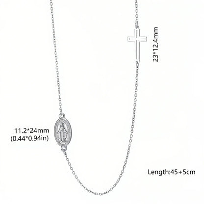 Collier Vierge Marie Notre-Dame en acier inoxydable – amulette religieuse pour femme