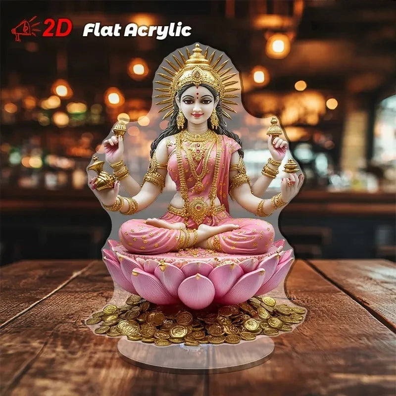 Décoration Lakshmi sur socle – Ornement spirituel hindou en acrylique