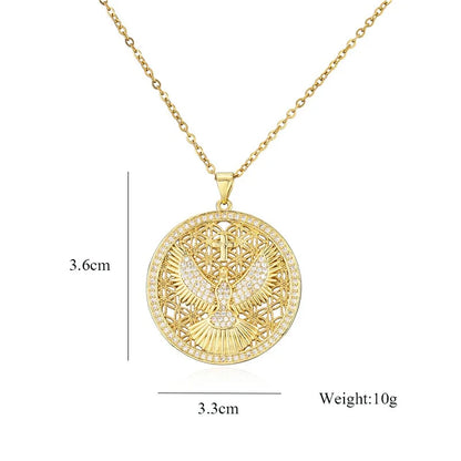 Collier Femme Esprit Saint Doré 18K – Pendentif Oiseau Sacré avec Croix et Chaîne Délicate