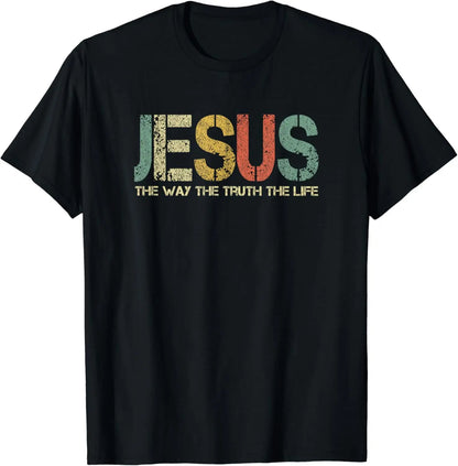 T-shirt chrétien Jésus, le chemin, la vérité, la vie – modèle unisexe vintage