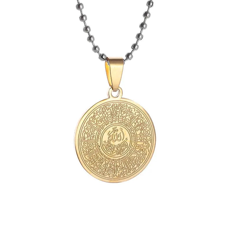 Collier médaille Allah en acier inoxydable – Bijou islamique unisexe