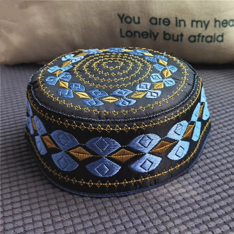 Bonnet de prière musulman homme brodé – kufi islamique en coton