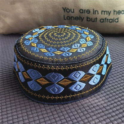 Bonnet de prière musulman homme brodé – kufi islamique en coton