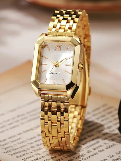 Coffret Montre Femme à Quartz & Bijoux Assortis – Doré ou Argenté