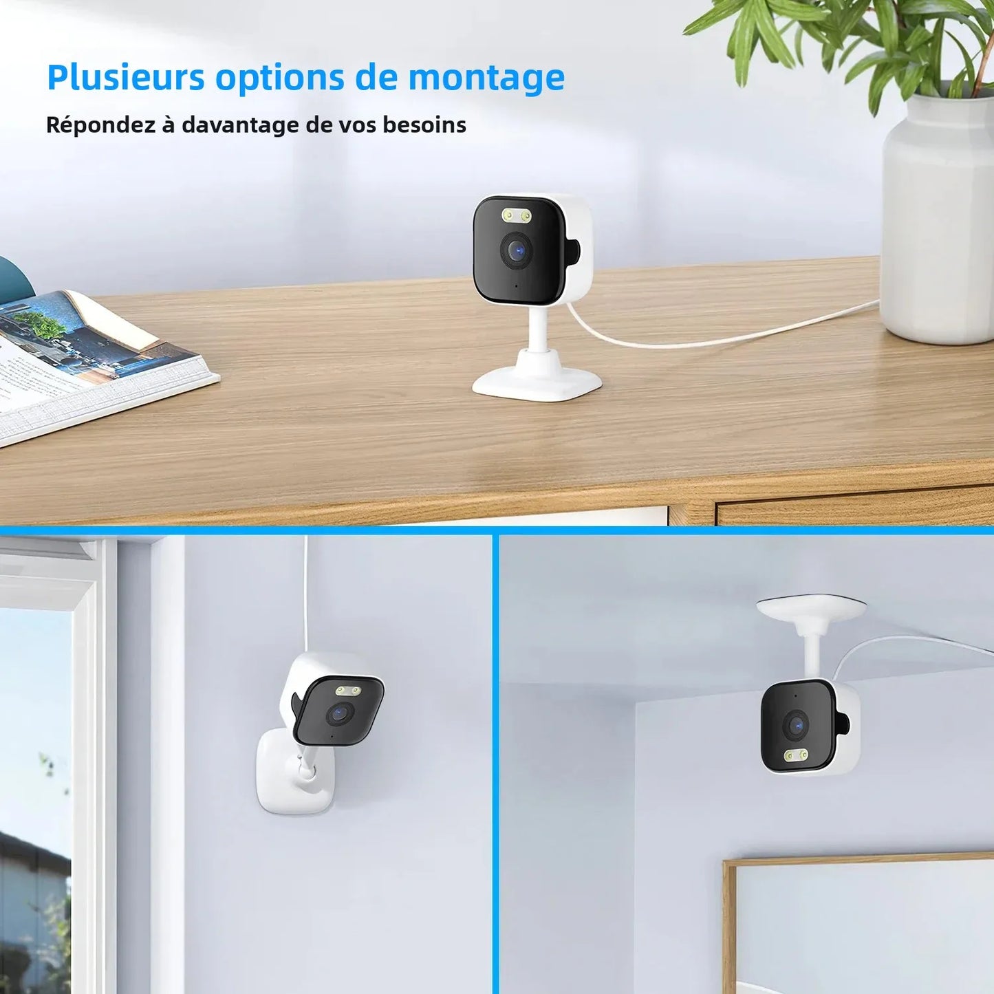 Caméra de Surveillance WiFi HD 5MP Mini Intérieure – Vision Nocturne, Audio Bidirectionnel & Détection de Mouvement