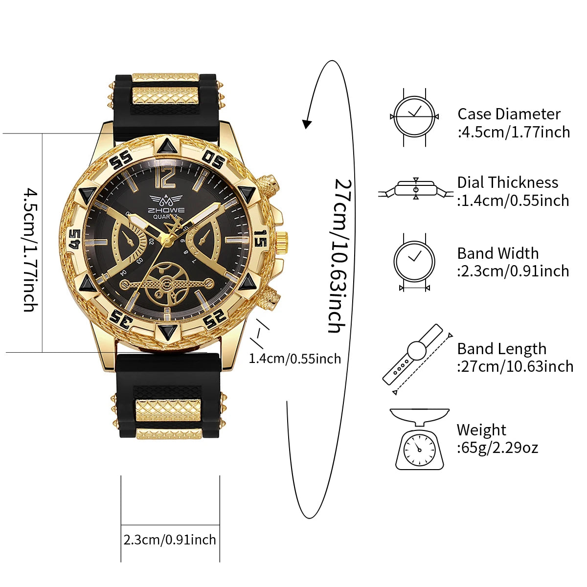 Coffret Montre Homme Cadran Arabe 4 Pièces – Montre Quartz & Bijoux