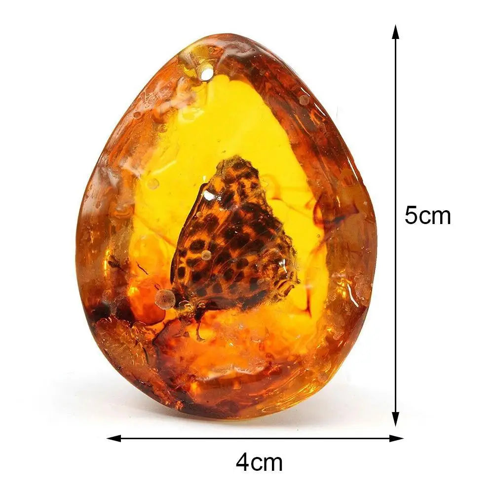 Pendentif papillon en ambre 5 x 4 cm – Pierre décorative pour bijoux DIY, loisirs créatifs et décoration maison
