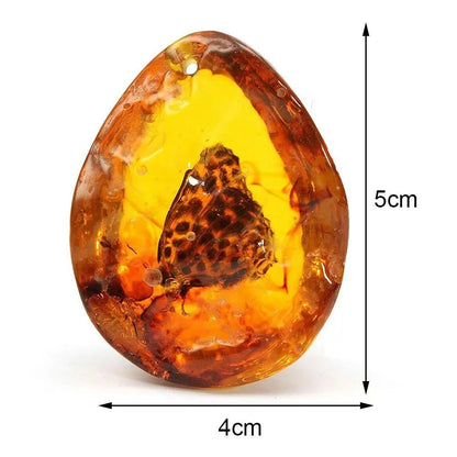 Pendentif papillon en ambre 5 x 4 cm – Pierre décorative pour bijoux DIY, loisirs créatifs et décoration maison