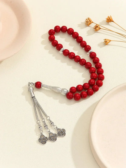 33-Bead Turkish Glass Tasbih with Tassel – Muslim Prayer Beads Bracelet