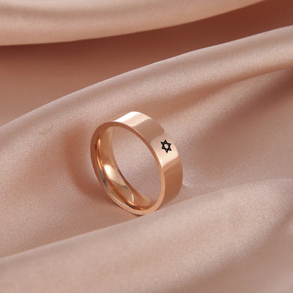 Bague étoile de David à six branches en acier inoxydable – bijou religieux unisexe