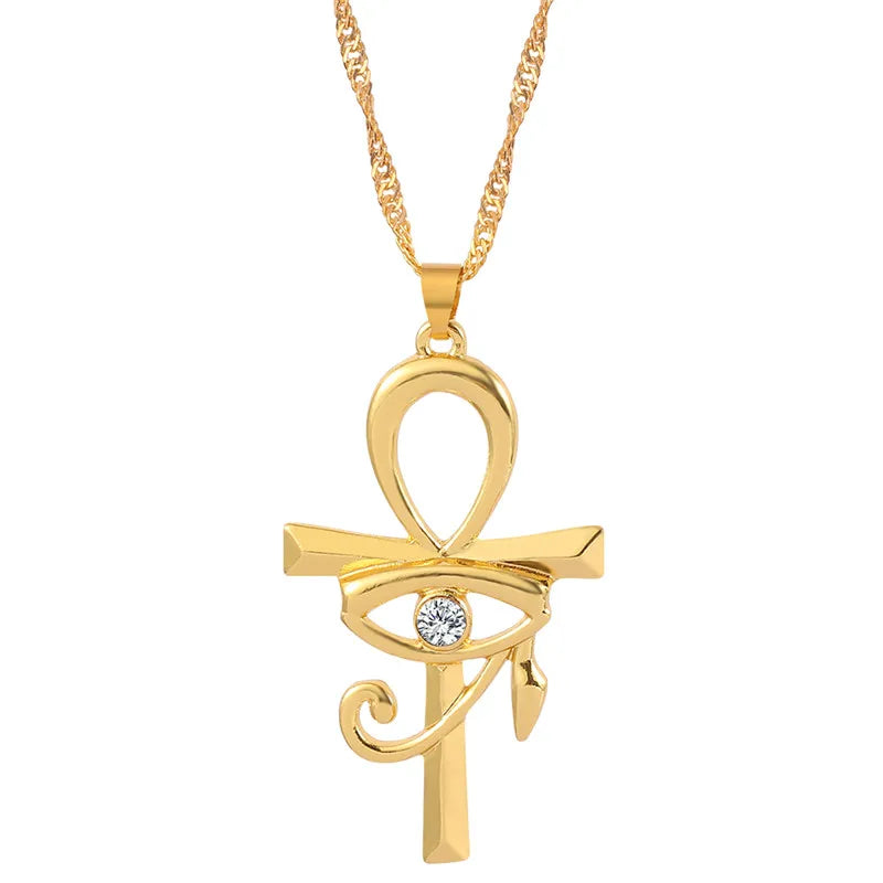 Collier Œil d’Horus & Ankh – Pendentif Égyptien Symbolique Unisexe