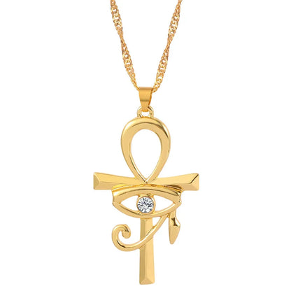 Collier Œil d’Horus & Ankh – Pendentif Égyptien Symbolique Unisexe