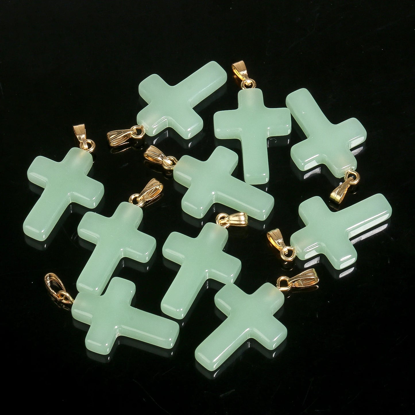 10 Pendentifs Croix en Verre Lampwork – DIY Bijoux