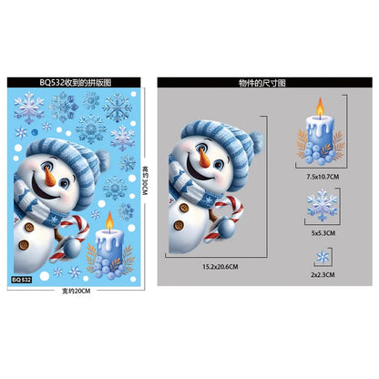 Stickers de Fenêtre Noël – Père Noël, Bonhomme de Neige & Flocons | Décoration Électrostatique Réutilisable