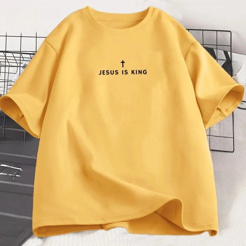 T-shirt chrétien Jésus est Roi – modèle unisexe manches courtes
