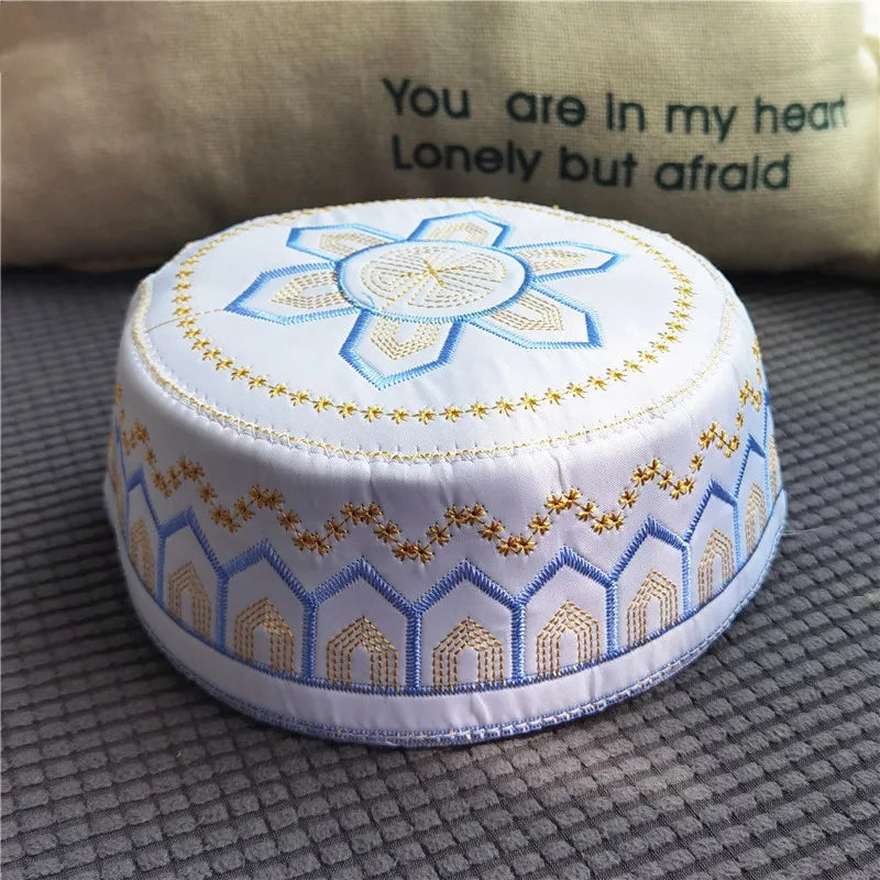 Bonnet de prière musulman homme brodé – kufi islamique en coton