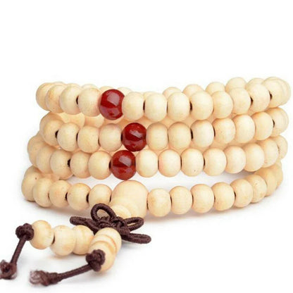 Bracelet santal naturel 108 perles – méditation et prière bouddhiste