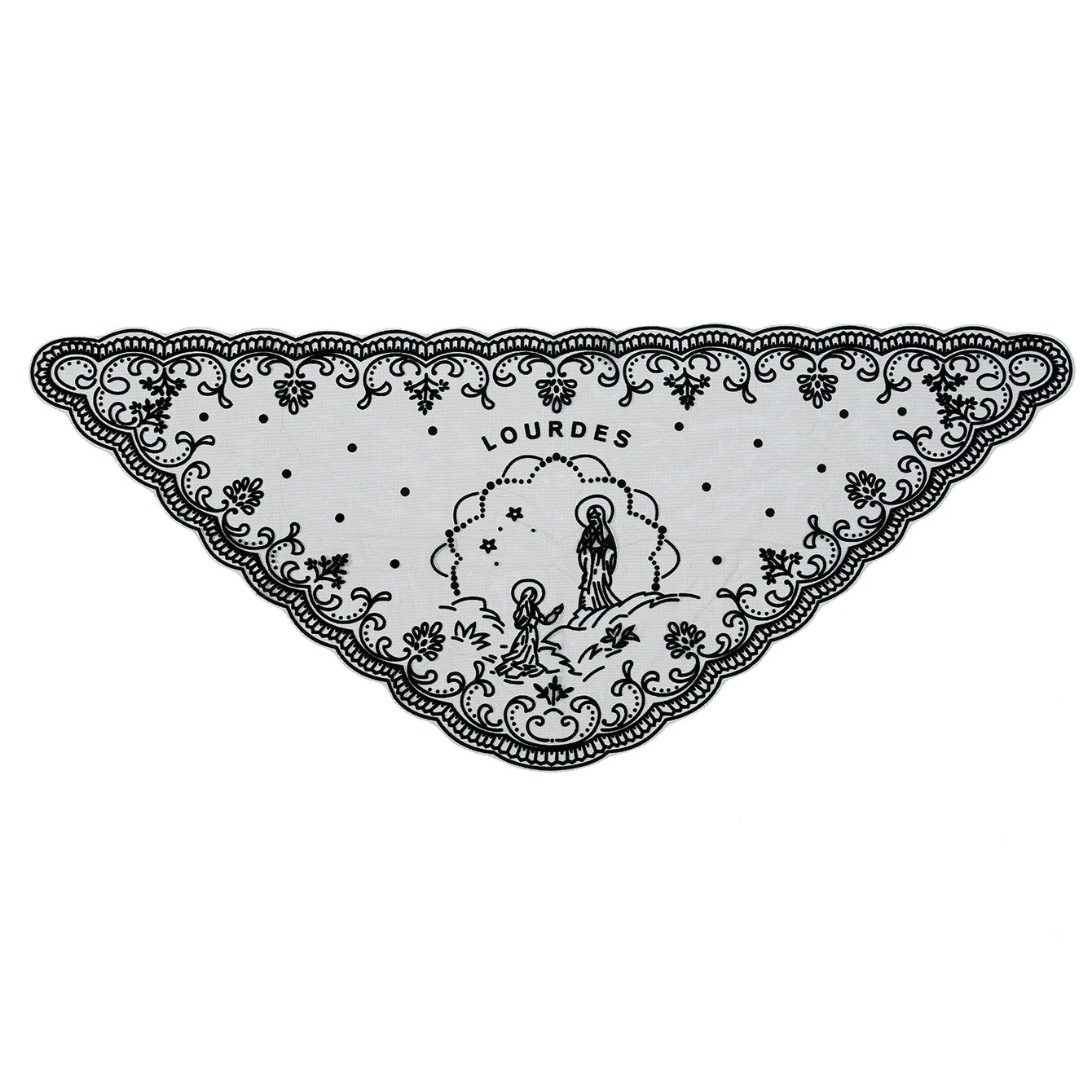 Voile de messe catholique femme en dentelle brodée – foulard Vierge Marie pour prière et église