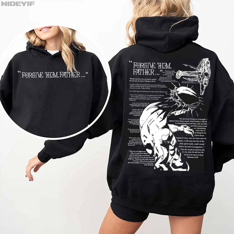 Sweat à capuche chrétien “Forgive Them Father” – Hoodie streetwear unisexe avec verset biblique