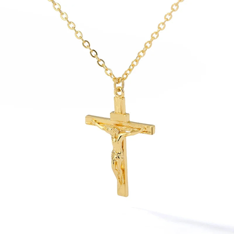 Collier Croix Chrétienne en Acier Inoxydable – Pendentif Jésus – Bijou de Foi Homme & Femme