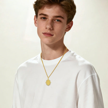 Collier Vierge Marie en Cuivre Plaqué Or 24K – Médaille Chrétienne