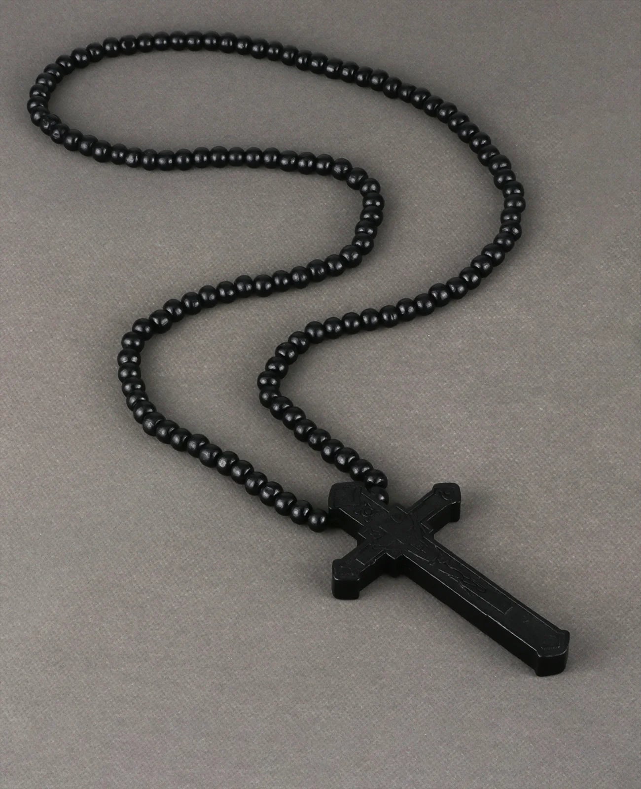 Collier Chapelet Catholique en Bois – Croix Jésus-Christ, Bijou de Prière Religieux Fait Main