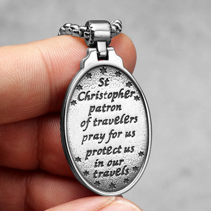 Collier Saint Christophe en acier inoxydable – amulette protectrice unisexe