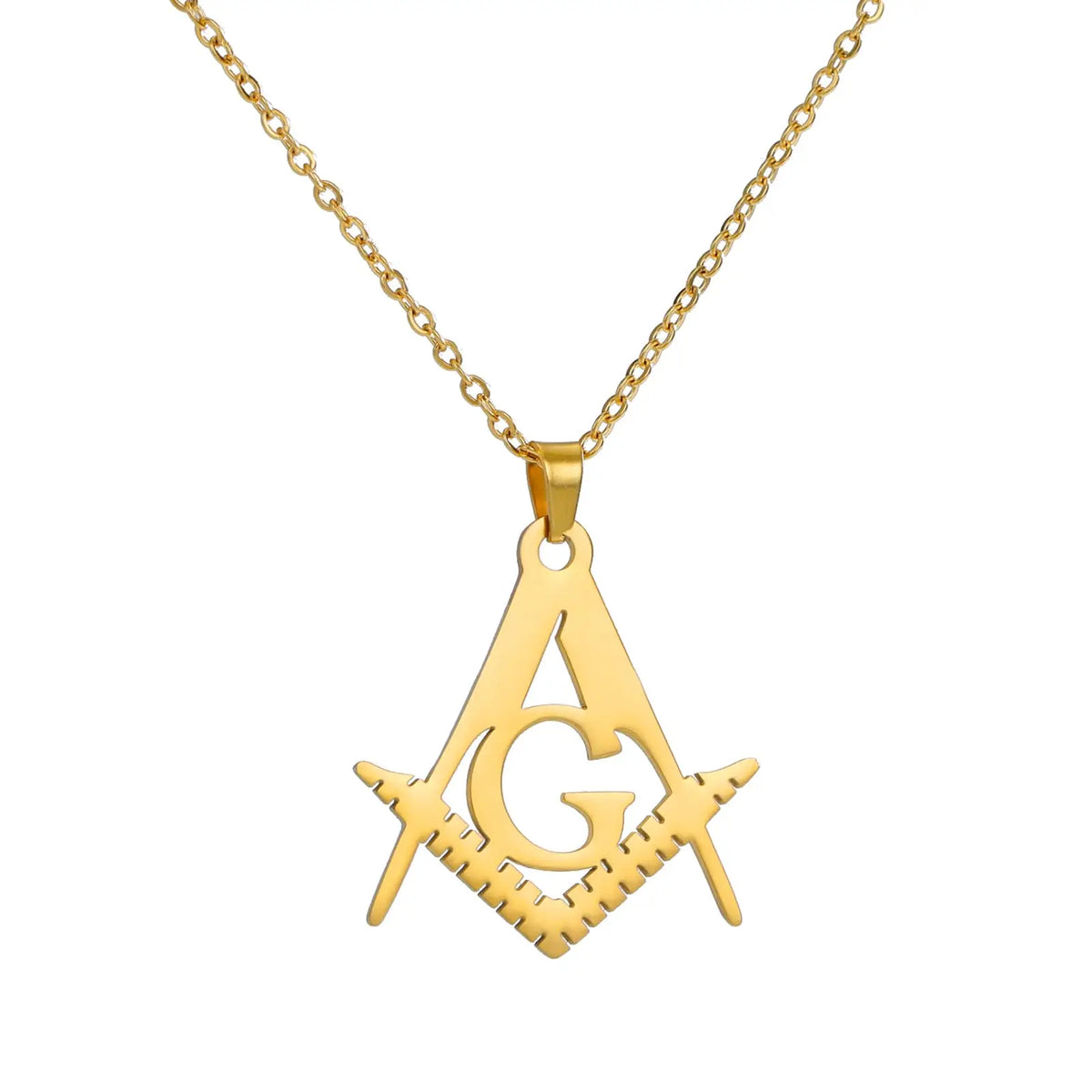 Collier Maçonnique en Acier Inoxydable – Pendentif Équerre & Compas