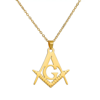 Collier Maçonnique en Acier Inoxydable – Pendentif Équerre & Compas